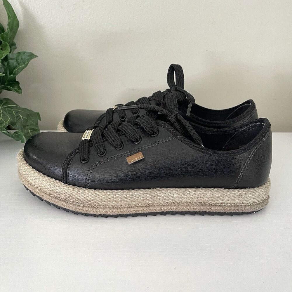 Beira Rio Lace Up Shoes Womens 7 Espadrilles Platforms Black Casual Brazilian